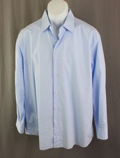 Brioni Men's Blue 100 Cotton Button Down Long Sleeve Shirt Size 44 17 1/2