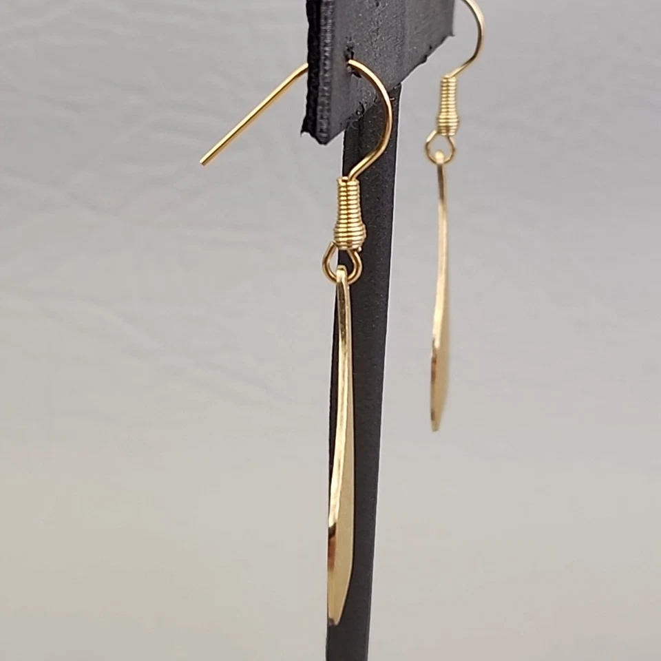 Pendientes Perforados Pera Cepillado Tono Oro RL Cuelga Moderno 2" Foto 3 de 4