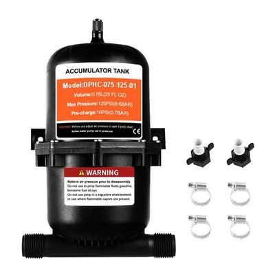 Pre-Pressurized RV Accumulator Tank 0.75L 125PSI,1/2 MNPT Port Fitting,Reduce...