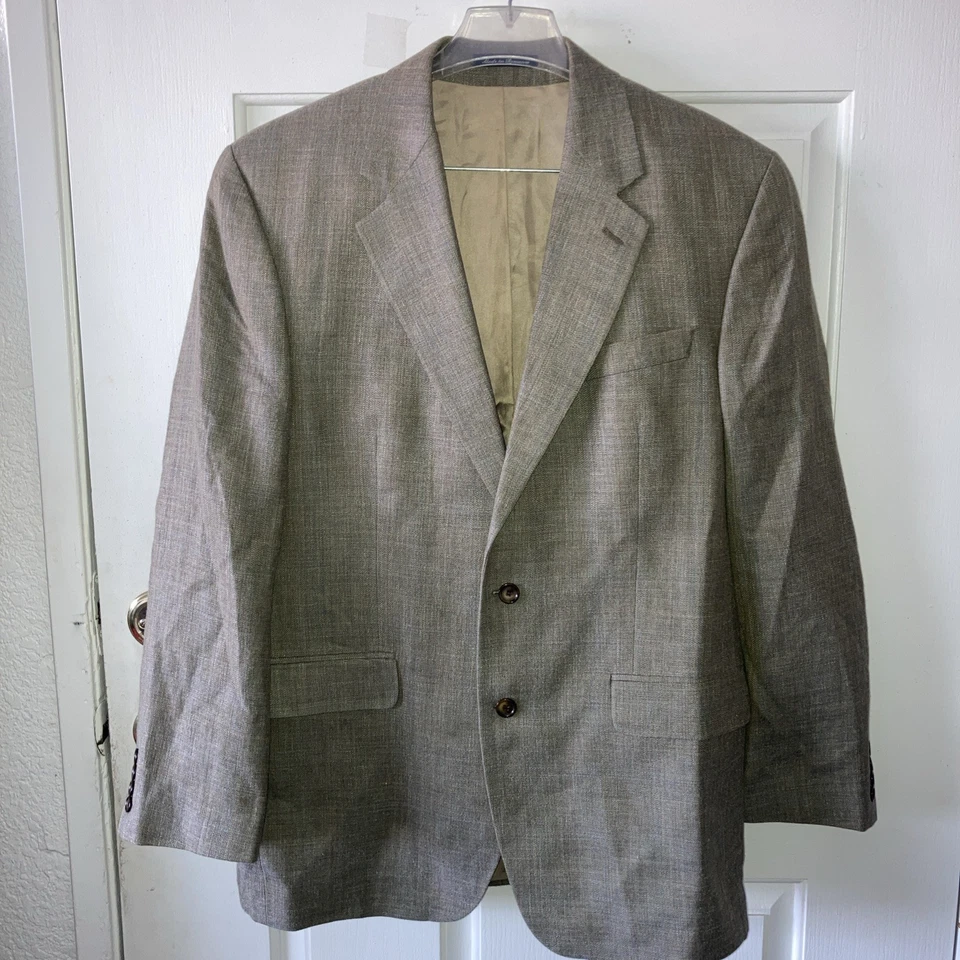 NUEVO SIN ETIQUETAS-IZOD Verde Seda-Lino-Lana de Cordero Traje Abrigo Deportivo Chaqueta Blazer Talla 42L Foto 2 de 4