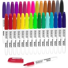 30 Colors Permanent Markers, Fine Point, Assorted Colors, Works on Plastic,Wo...