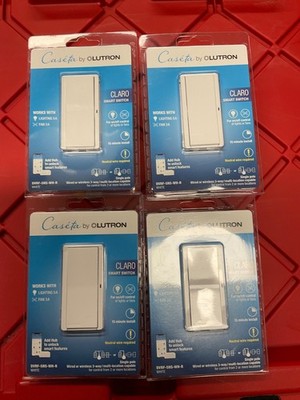 Lutron Claro Smart Switch White DVRF-5NS-WH-R.      LOT OF 4