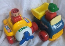  Tomy 1991 Push N Go Dump Truck & plane toys - working vintage 