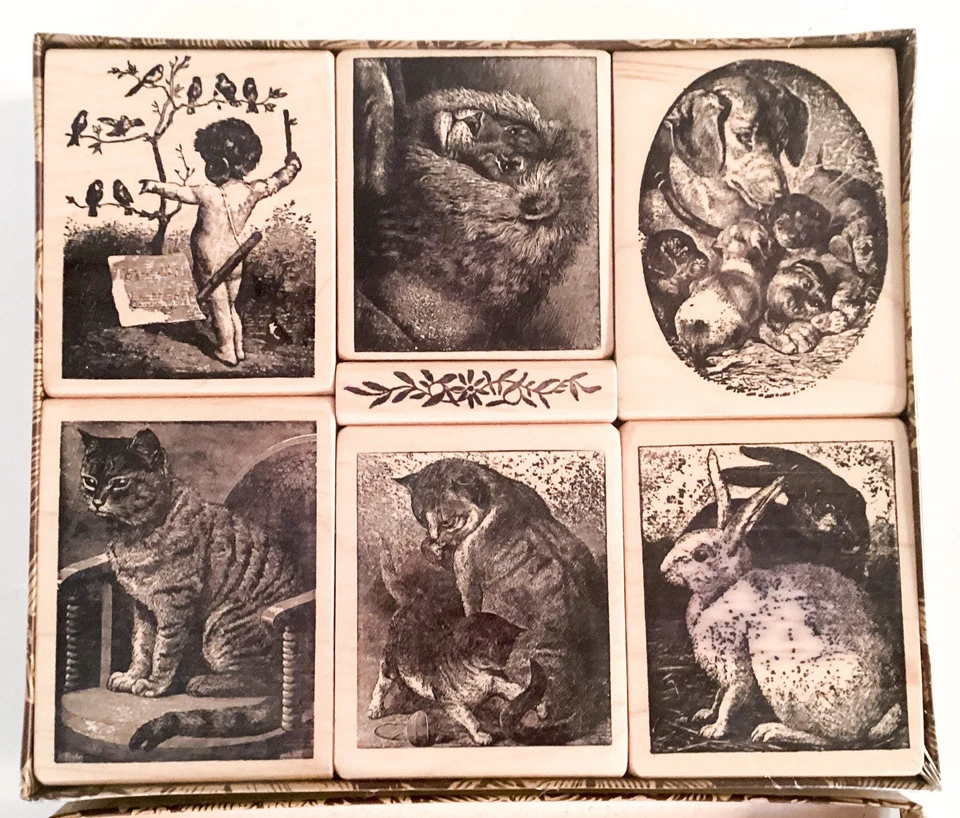 Conjunto de estampillas de goma magenta 1998 animales gato conejo león pájaros nueva caja abierta artesanía Foto 2 de 4