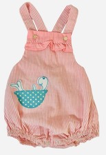 Vintage Baby Clothes Bubble Romper Pink Gingham Turtle Toddle Time Girl 12-18 Mo