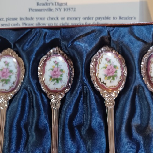 Vtg Espresso Demitasse Spoons Victorian Readers Digest Sugar Floral Spoons w/Box - Picture 6 of 13