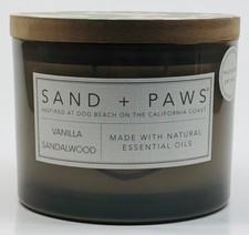 1 Sand Fog Paws VANILLA SANDALWOOD 2 Wick Large Candle 12oz Neutralize Pet Odor