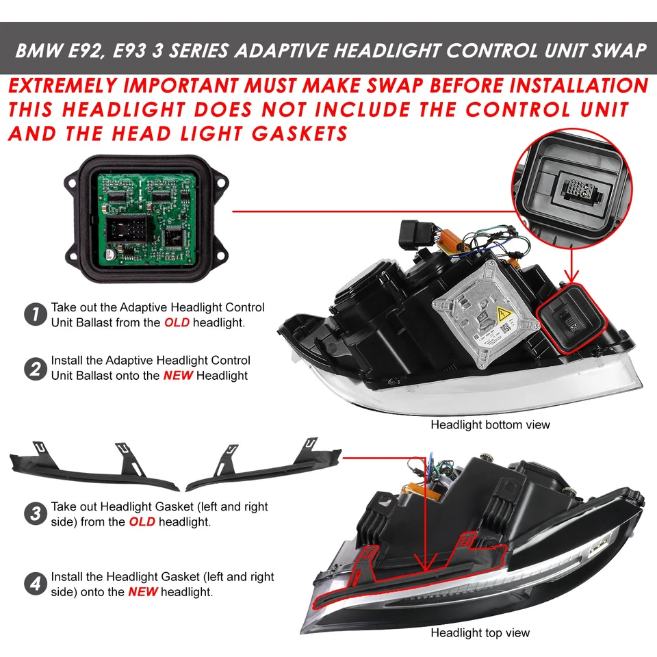 PARA 07-13 E92 E93 AFS SEÑAL SECUENCIAL ARRANQUE LED DRL PROYECTOR FAROS OCULTOS Foto 3 de 4