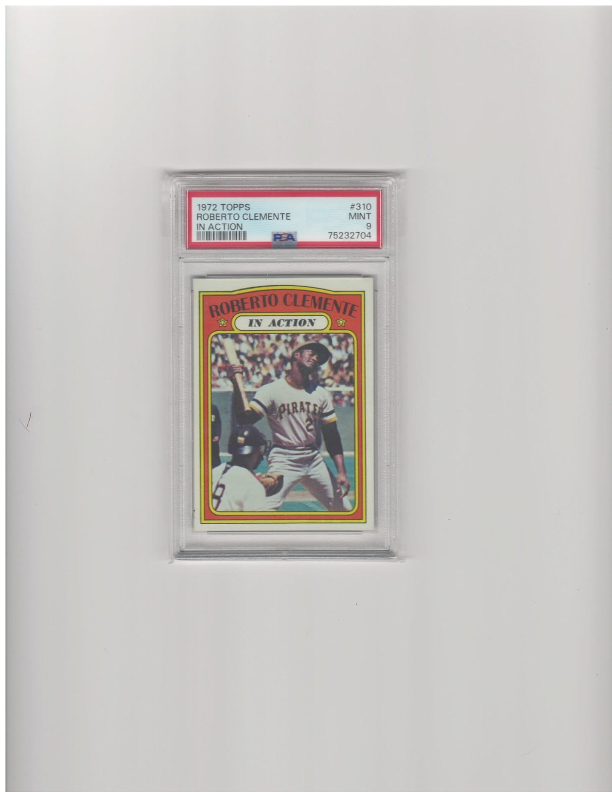 1972 Topps #310 Roberto Clemente In Action PSA 9 (MINT)