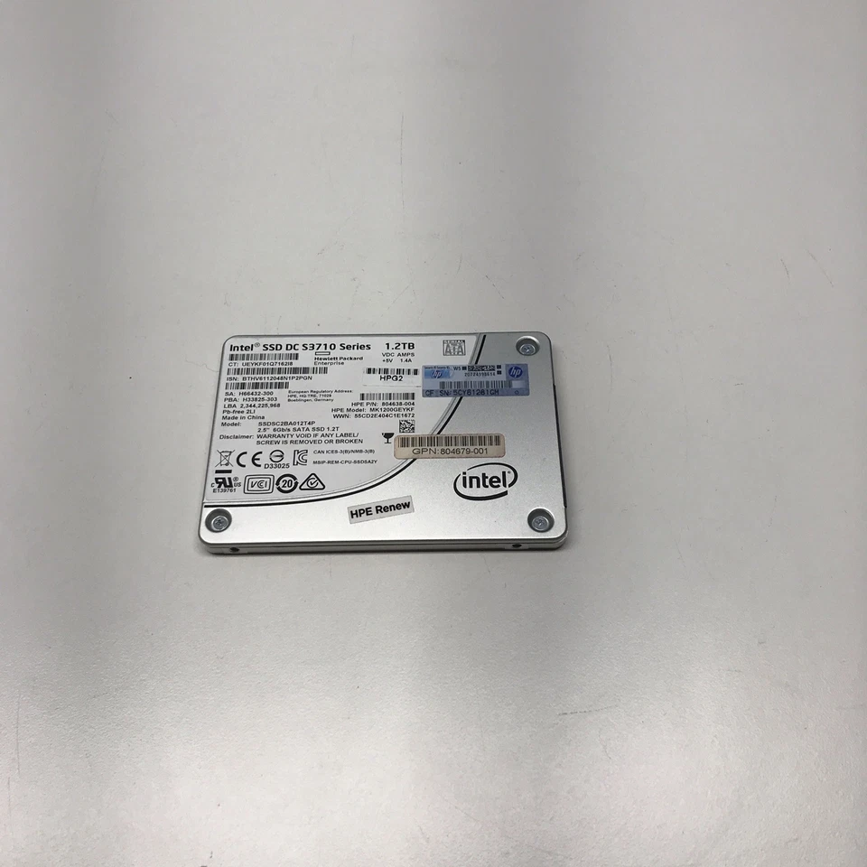 Intel SSD DC S3710 1.2T 6Gb/s MLC 2.5" SATA SSDSC2BA012T4P HPE 804638-004 - image 1 of 3