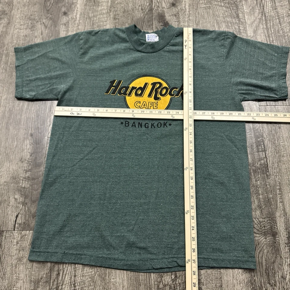 Camiseta Vintage Años 90 Hard Rock Café Bangkok Tailandia Verde Grande Foto 3 de 4