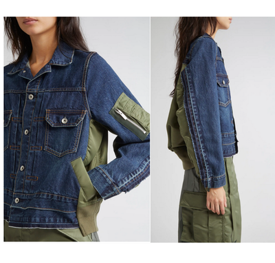 SACAI Denim & Nylon MA-1 Hybrid jacket sz S women's | eBay