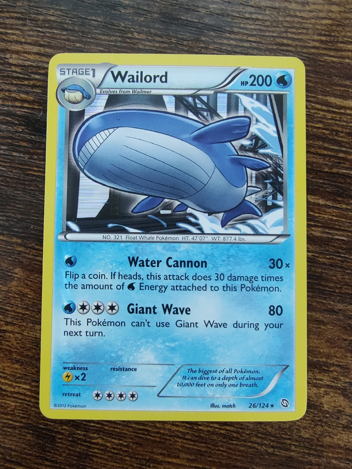 Pokemon Wailord Holo Rare (26/124) BW Dragons Exalted