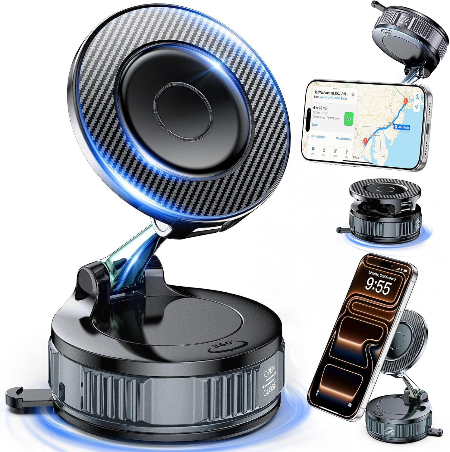 Car Phone Holder for Magsafe – [Carbon Fiber] Phone Mount for Car [Super Strong