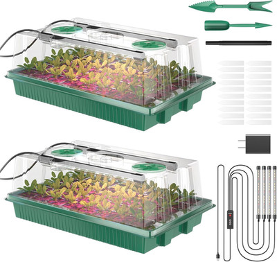 Seed Starter Tray, 80-Cells Seedling Starter Trays with Grow Light and Humidity