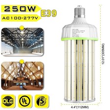 250 Watt LED Corn Light Cob Bulb E39 Mogul Base, Replace 1200w Metal Halide Bulb