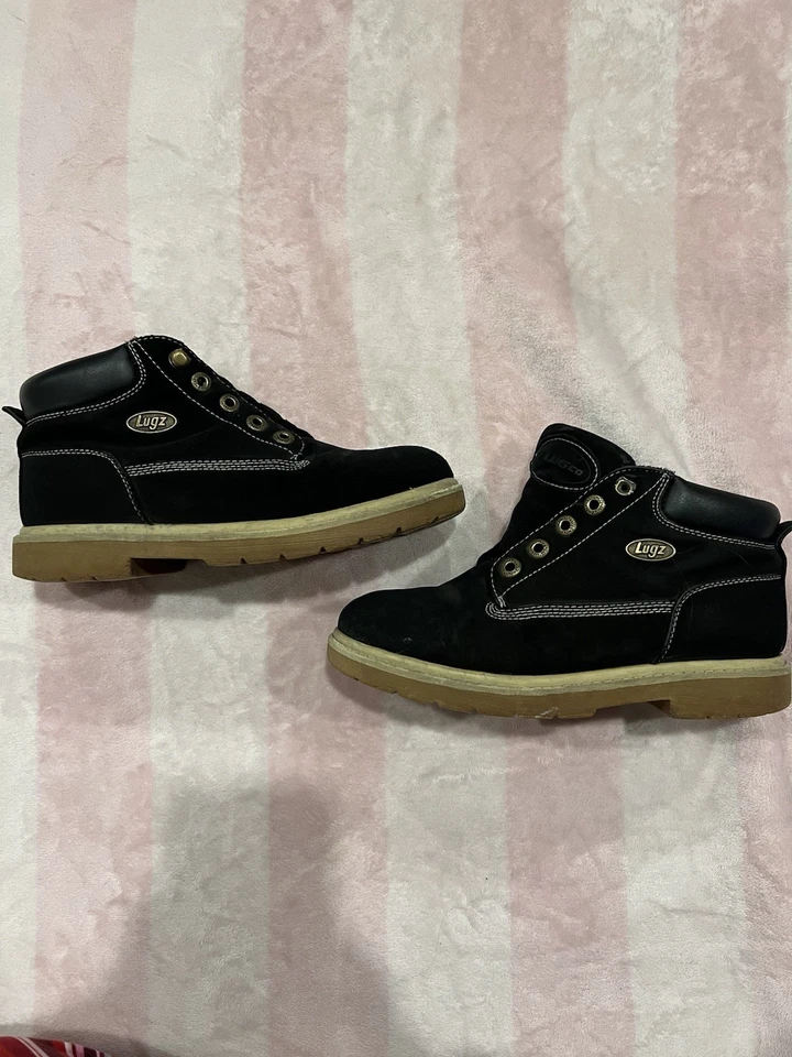 Lugz Women’s 7.5 Black Suede Work Boots Flexastride Memory Foam Lace Up - Image 2 of 4