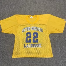 Vintage Don Alleson Athletic Meash Lacrosse Jersey Size Small Yellow blue #22