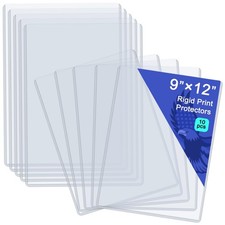 10 Pcs 9x12 Inch Rigid Print Protectors Hard Plastic Page Sheet Photo Holder
