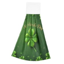 's Day Green Clover Leaves Hanging Kitchen Towels 2 Pieces Lucky St Patrick