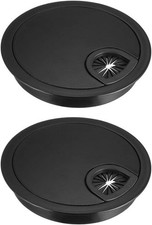 2 Pack Cable Hole Cover 3.1" Cord Desk Grommet for Wire Organizer Black