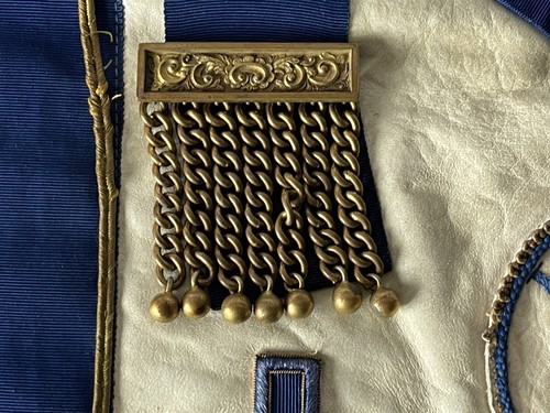 Antike beschriftete Präsentation 1922 LONDON Handwerk Freimaurer Regalien Ausziehen SCHÜRZE - Bild 9 von 18