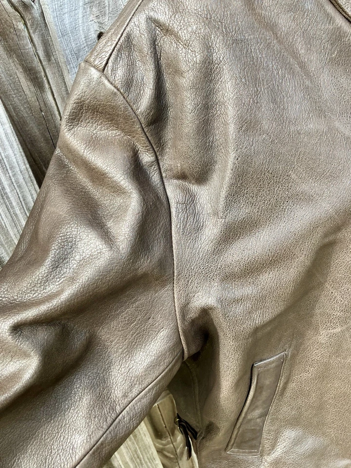 Chaqueta De Colección Años 90 Banana Republic Marrón 100% Cuero Cremallera Completa Hombre’s Mediana Foto 4 de 4