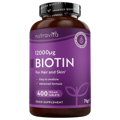 Biotin Hochdosiert 12000mcg, Haar Vitamine  400 Vegan Biotin Tabletten für 1+...