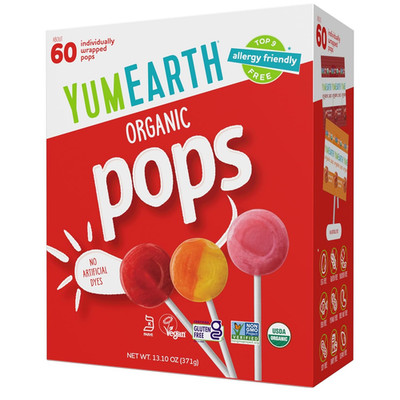 Yumearth Organic Pops Variety Pack, 60 Fruit Flavored Favorites Lollipops, Aller