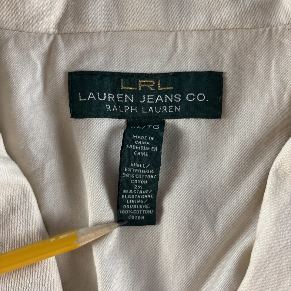 LRL Ralph Lauren Chaleco Utilitario Mujer XL Marfil Perla A Presión Western Damas #8916 Foto 2 de 4