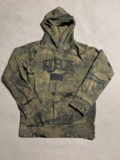 Under Armour Project The Rock Veterans Day USA Flag Green Camo Hoodie Youth M