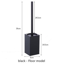 Black Stainless Steel Toilet Brush with Wall Mount Holder for Bathroom Cleaning