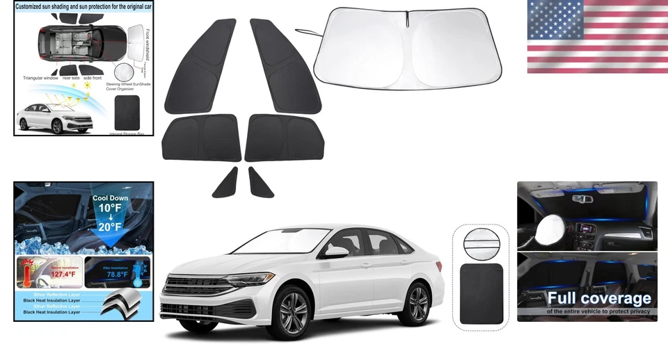 Volkswagen Jetta 2019-2025 Full Privacy Sun Shade Kit - Easy Install & Store Foto 2 de 4