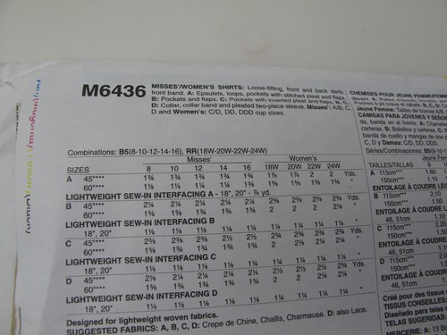 Mccalls patterns vintage M6436 shirts Size 8-10-12-14-16 (C) - Picture 5 of 6