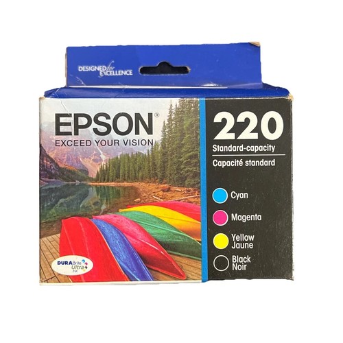 Epson 220 Black Cyan Magenta Yellow Ink Cartridges T220120-BCS Dates 05/2027