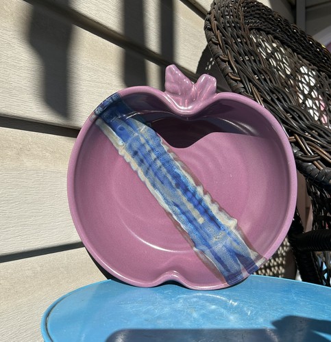 Neher Pottery Purple Blue Apple Torte Art Pottery Baking Dish Recipe 9" 2021