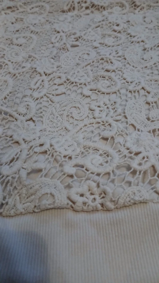 Женский пуловер Merona богемное кружево цвета слоновой кости толстовка размер XL хлопок - Изображение 4 из 4