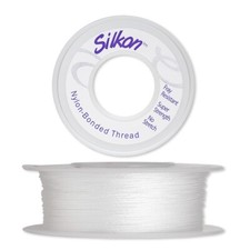 Thread, Silkon 1 Light Weight White Bonded Nylon Beading Thread 20 Yard Spool
