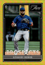2022 Panini Three and Two Prospects Holo Gold #P-32 Ezequiel Duran RANGERS /12