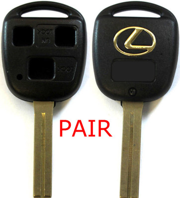 2 (Pair) New Remote Key Keyless Replacement Case 3 Button Short Blade For Lexus