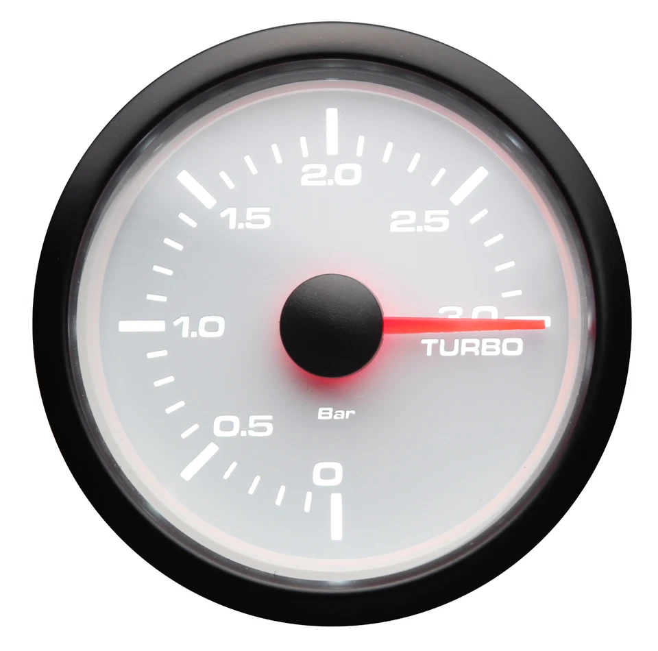 MGS 52mm 2-1/16" Electrical Turbo Boost Gauge 0 ~ 3 BAR White & Amber LED - Image 2 of 4