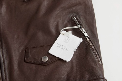 NWT Brunello Cucinelli Kids 100% Leather Moto Jacket W/Logo Hardware Size10 A228 - Picture 14 of 14