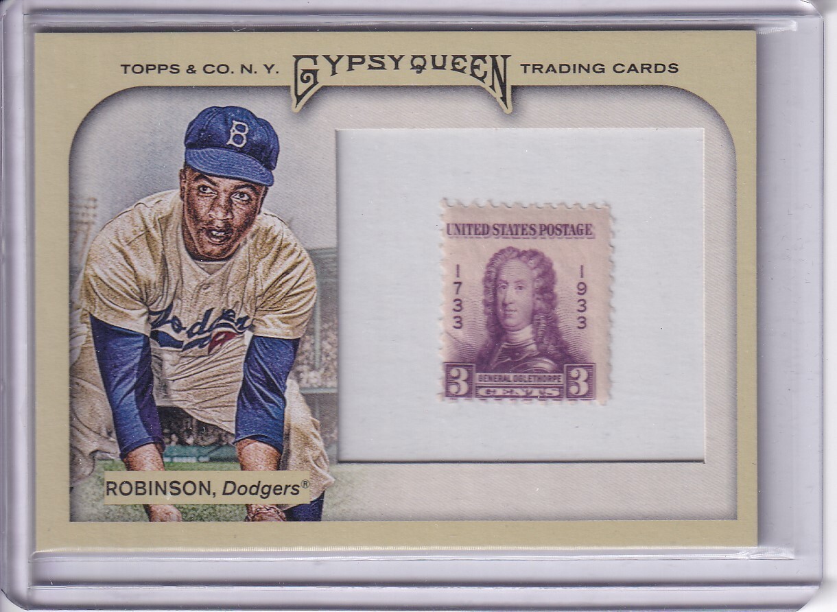 Estampilla enmarcada Topps Gypsy Queen 2011 #4 Jackie Robinson Brooklyn Dodgers 08/10