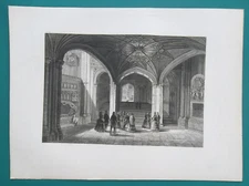LONDON Westminster Abbey Interior England - 1857 Antique Print