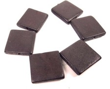 6 Wood Flat Square Beads 30mm - Dark Brown