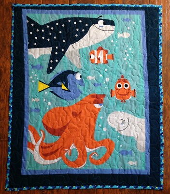 DISNEY FINDING DORY CHARACTERS QUILTED BLANKET 36X44 CRIB BABY SHOWER GIFT 