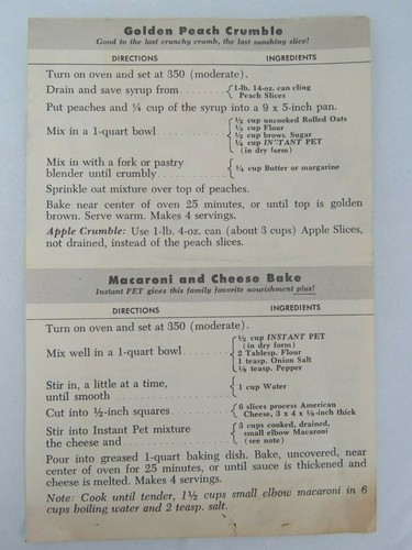 Tarjeta de recetas instantáneas de leche seca PET de colección horno barra de pollo-B-Q anuncio - Imagen 3 de 3