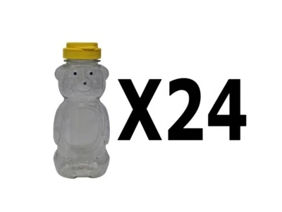 Plastic Squeeze Bear Bottle Container 12 OZ Honey Bee Jar Dispenser ~ 24 PK