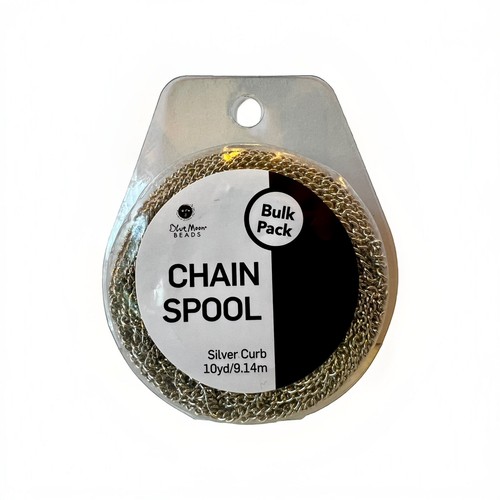 Blue Moon Beads Silver Curb Jewelry Chain Spool, 10 yards (9.14m), bulk pack