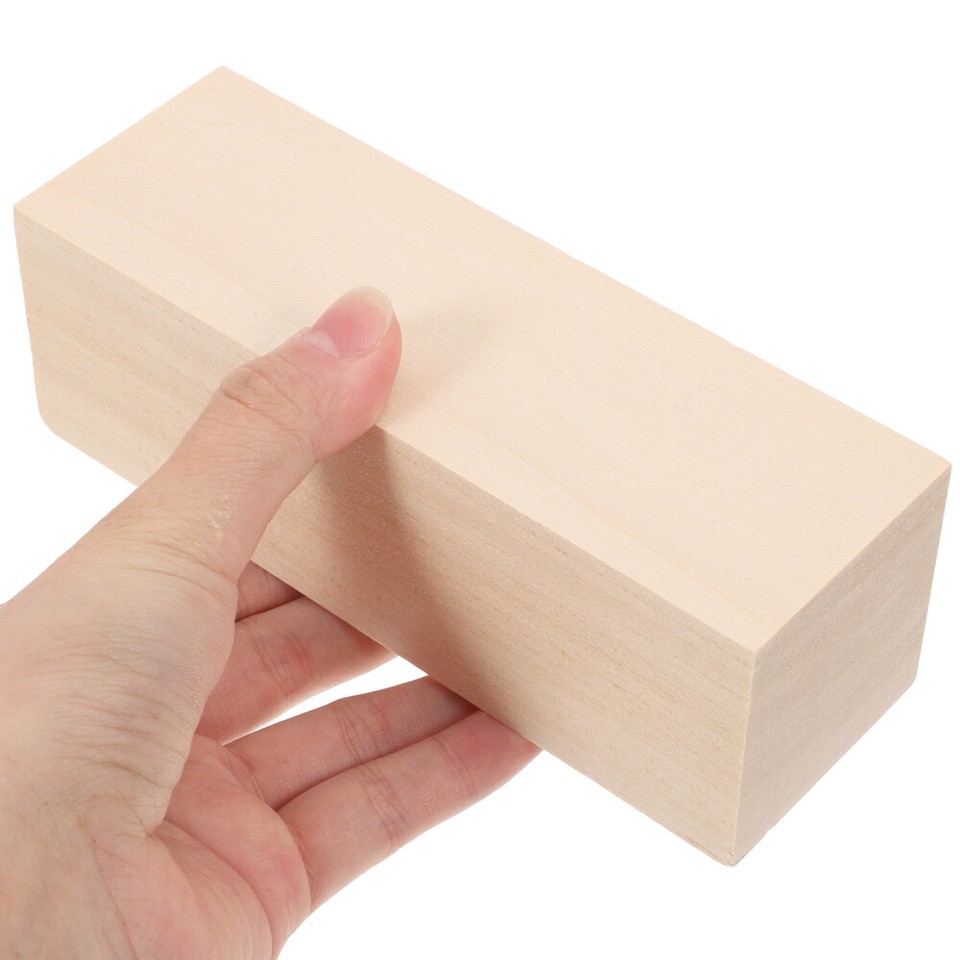 2pcs Unfinished Craft Wood Blocks DIY Carving Wood Blanks Rectangular